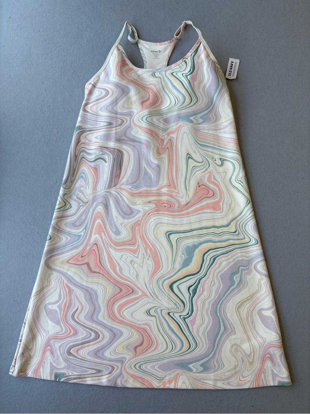 Old Navy Active PowerSoft Swirl Pop Pastel Print Exercise Dress Sz M Tall NWT